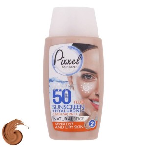 کرم ضد آفتاب پوست خشک و حساس SPF50 پیکسل رنگ بژ طبیعی