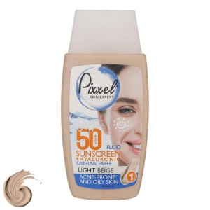 کرم ضد آفتاب پوست چرب و جوشدار SPF50 پیکسل رنگ بژ روشن