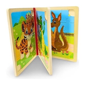 کتاب پازلی چوبی طرح دار 12 تکه اسباب بازی