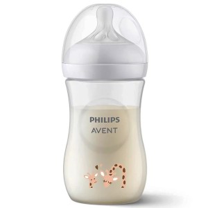 شیشه شیر طرحدار نوزادی 1 ماه به بالا مدل نچرال Natural ظرفیت 260 میلی لیتر philips avent فیلیپس اونت