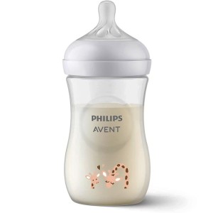 شیشه شیر طرحدار نوزادی 1 ماه به بالا مدل نچرال Natural ظرفیت 260 میلی لیتر philips avent فیلیپس اونت