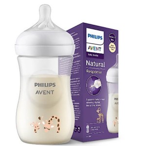 شیشه شیر طرحدار نوزادی 1 ماه به بالا مدل نچرال Natural ظرفیت 260 میلی لیتر philips avent فیلیپس اونت