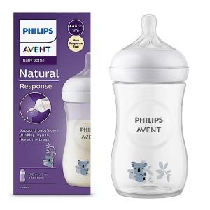 شیشه شیر طرحدار نوزادی 1 ماه به بالا مدل نچرال Natural ظرفیت 260 میلی لیتر philips avent فیلیپس اونت