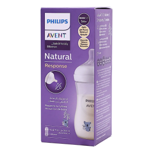 شیشه شیر طرحدار نوزادی 1 ماه به بالا مدل نچرال Natural ظرفیت 260 میلی لیتر philips avent فیلیپس اونت