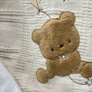 پتو بافت کلاهدار توکرکی طرح خرس تدی و ستاره ماماسی Mama See