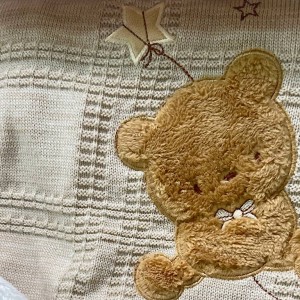 پتو بافت کلاهدار توکرکی طرح خرس تدی و ستاره ماماسی Mama See
