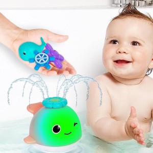 اسباب بازی حمام سنسوری مدل نهنگ آبپاش چراغدار با وسایل بازی jurong toys