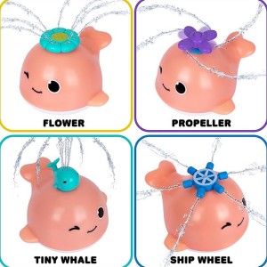 اسباب بازی حمام سنسوری مدل نهنگ آبپاش چراغدار با وسایل بازی jurong toys
