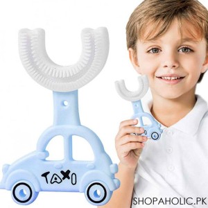 مسواک سیلیکونی چرخشی 360 درجه کودک مدل U طرح تاکسی small
