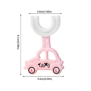 مسواک سیلیکونی چرخشی 360 درجه کودک مدل U طرح تاکسی small