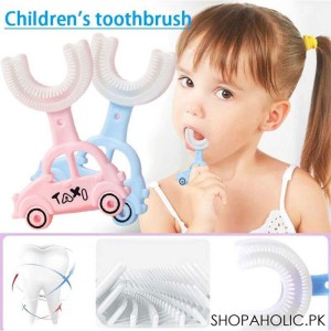 مسواک سیلیکونی چرخشی 360 درجه کودک مدل U طرح تاکسی small