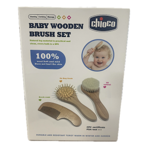 ست شانه و برس سه تکه چوبی نوزادی chicco