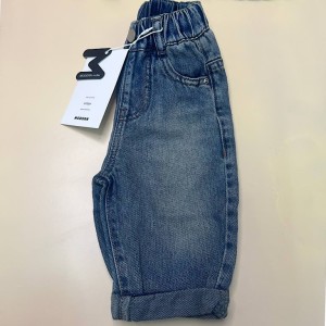 شلوار جین مام استایل کمرکش سنگ شور شده رنگ آبی تیره modern