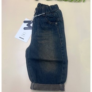 شلوار جین مام استایل کمرکش سنگ شور شده رنگ سرمه ای modern