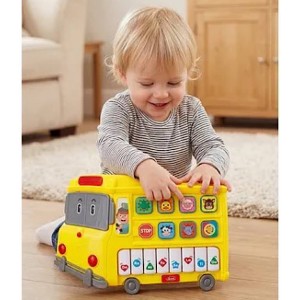 ارگ موزیکال و چراغدار طرح اتوبوس اسباب بازی  auto bus