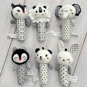 جغجغه سوسیسی نوزادی طرح سیاه و سفید حیوانات MAMI & beby