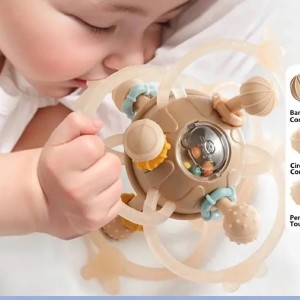 دندانگیر سیلیکونی و جغجغه نوزادی قابدار Biting bell ball