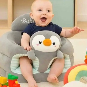 مبل آموزشی و مخملی پایه بلند نوزادی طرح پنگوئن خاکستری رنگ