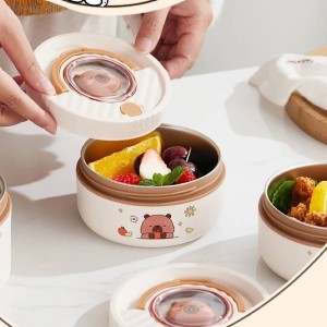 فلاسک غذا دو عددی داخل استیل همراه با کیف عایق غذا EAT WELL