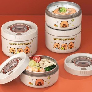 فلاسک غذا دو عددی داخل استیل همراه با کیف عایق غذا EAT WELL