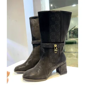 بوت بلند زنانه طرح گوچی قفل‌دار