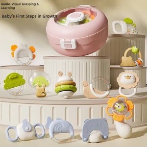 ست جغجغه و دندانگیر دوازده عددی قاب دار fun baby