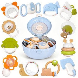 ست جغجغه و دندانگیر دوازده عددی قاب دار fun baby