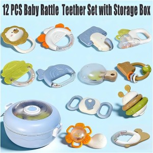 ست جغجغه و دندانگیر دوازده عددی قاب دار fun baby