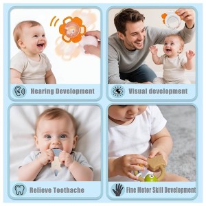 ست جغجغه و دندانگیر دوازده عددی قاب دار fun baby