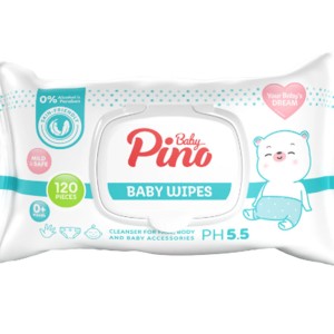 دستمال مرطوب آنتی باکتریال صورت و بدن نوزادی 120عددی پینو بیبی pino babyمل