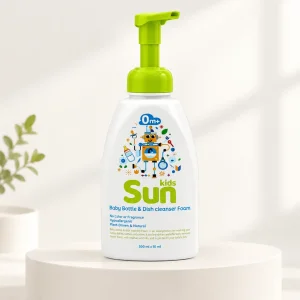 فوم شستشوی شیشه شیر و ظروف کودک 500 میلی لیتر پمپی SUN KIDS