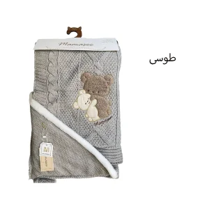 پتو بافت کلاهدار توکرکی طرح خرس تدی و عروسک ماماسی Mama See