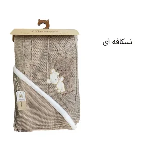 پتو بافت کلاهدار توکرکی طرح خرس تدی و عروسک ماماسی Mama See