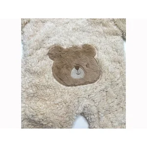 کاپشن سرهمی کلاهدار تدی نوزادی نسکافه ای روشن با دستکش و پاپوش