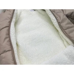 کاپشن سرهمی کلاهدار توکرکی نوزادی طرح خرس با دستکش و پاپوش