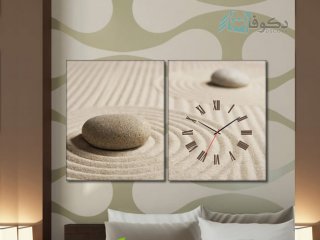 ساعت دیواری تابلو ای دو تکه طرح سنگ