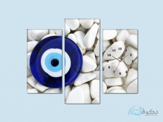 ساعت دیواری تابلو ای سه تکه ای طرح چشم نظر