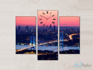 ساعت دیواری تابلو ای سه تکه ای طرح سیتی
