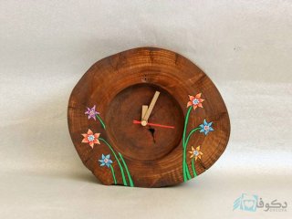 ساعت رومیزی چوبی گلخونه