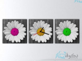 ساعت دیواری تابلوای 3تکه طرح میخک