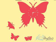 ساعت دیواری چوبی پروانه نگین دار