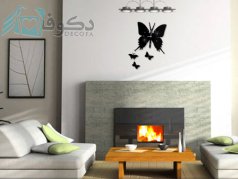 ساعت دیواری پروانه نگین دار کوچک