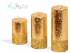 شمع استوانه ای با ورق طلا
