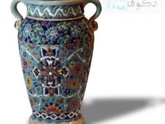 گلدان سفالی طرح مینا کاری