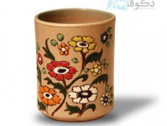 گلدان سفالی لعاب برجسته