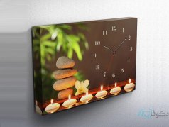 ساعت دیواری تابلوای طرح سنگ و شمع