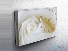 ساعت دیواری تابلوای طرح رز سفید