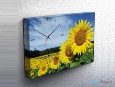 ساعت دیواری تابلوای طرح آفتابگردان
