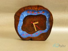 ساعت رومیزی چوبی ماهی و نیلوفر