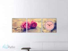 ساعت دیواری تابلوای 3تکه طرح گل